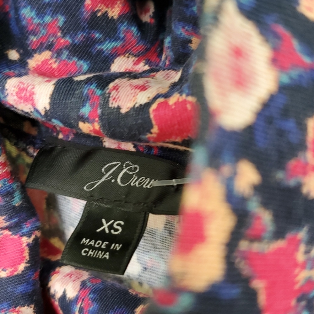 J Crew ~ Black Label ~ Micro Floral XS Cotton Mock neck Top SHIRT XS